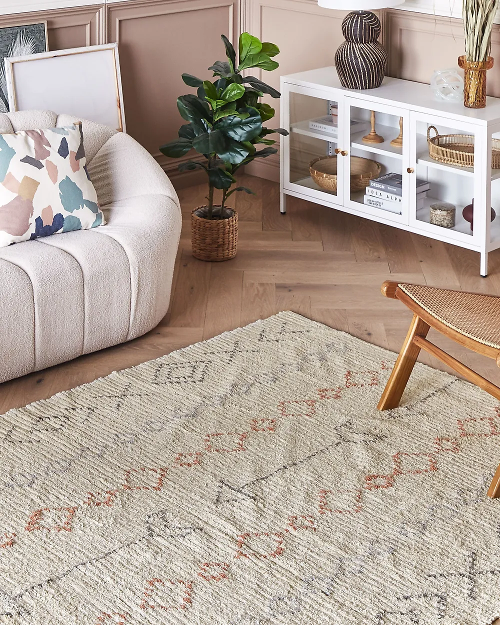 Rug DISPUR Beige 160 x 230 cm Cotton_1180002