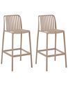 Set of 2 Bar Chairs ARICCIA Synthetic Material Light Brown