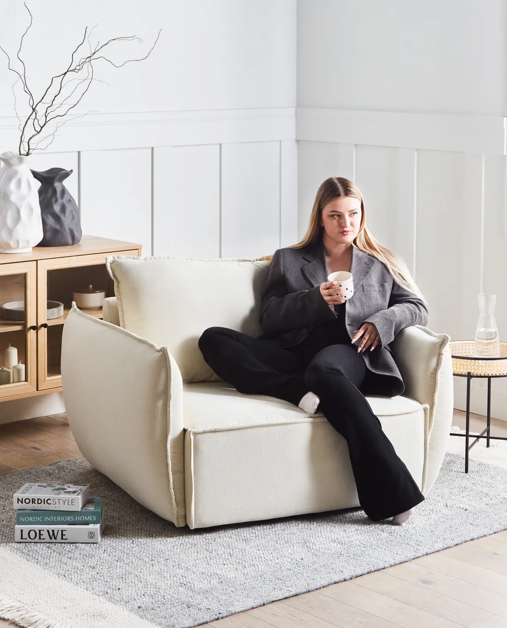 Armchair KUNES Fabric Light Beige_964932