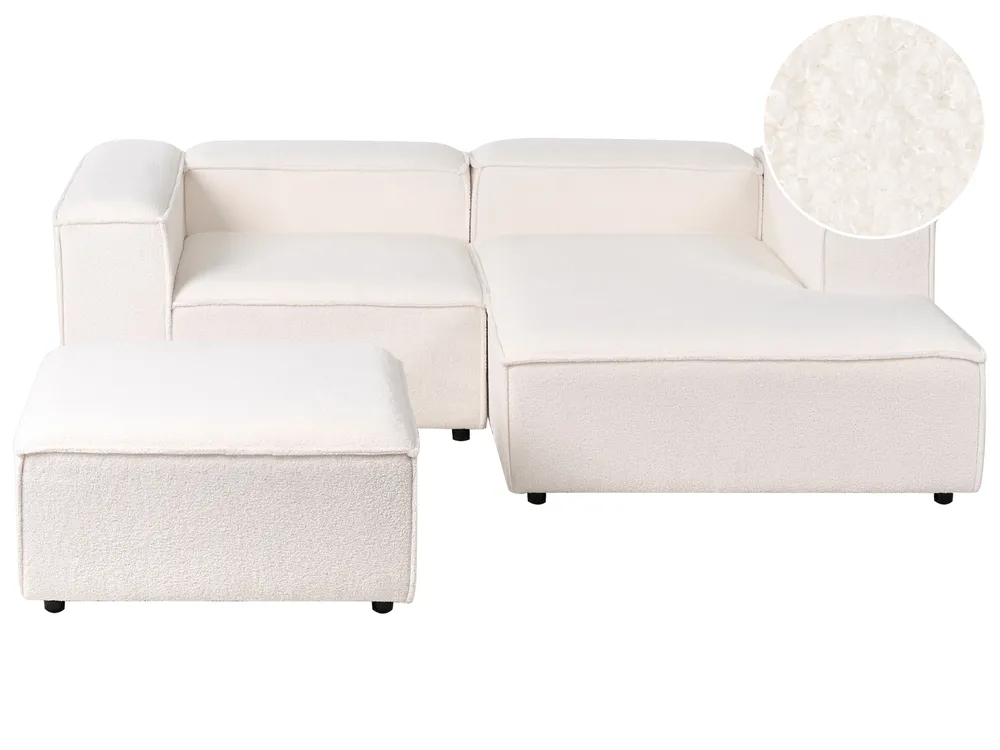 Modular Corner Sofa 2 Seater ARDAL with Ottoman Boucle Off-White Left Hand