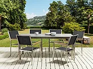 Garden Dining Table COSOLETO 180 cm 90 cm Glass Black_1187804