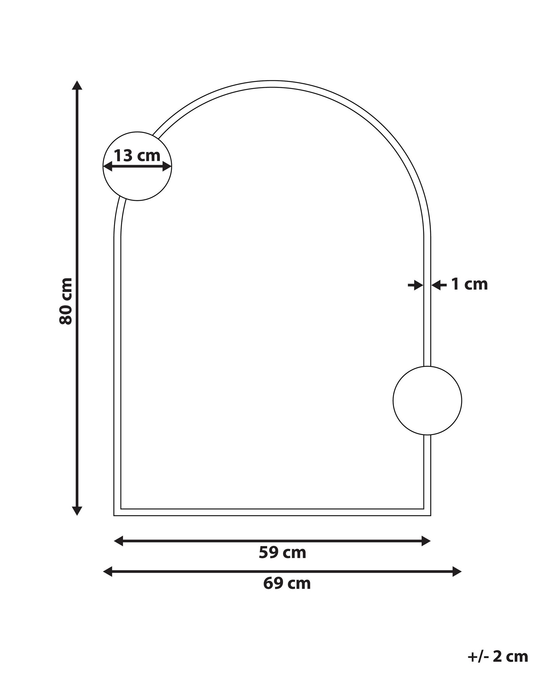 Wall Mirror AULON 69 cm 80 cm Metal Black_900668