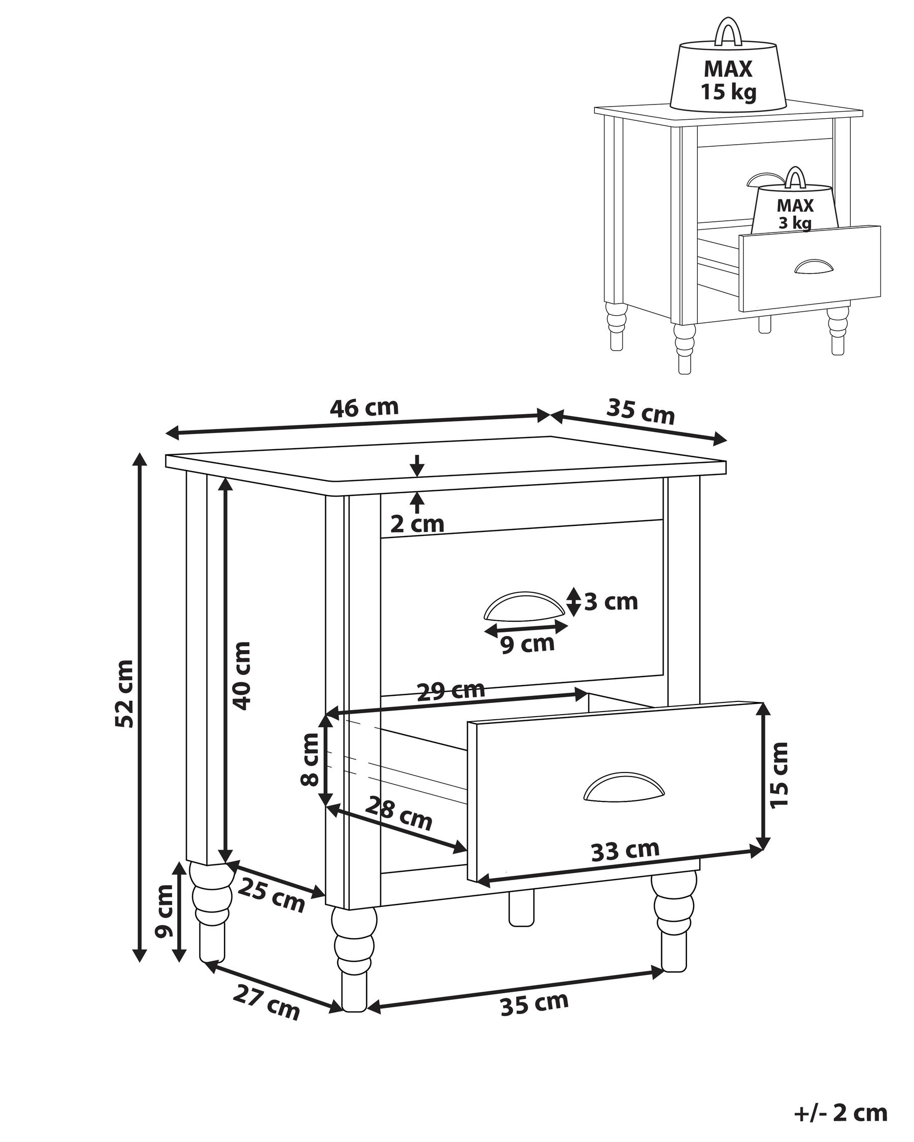 2 Drawer Bedside Table SHILLINGTON Pine Wood Brown/ White_966308