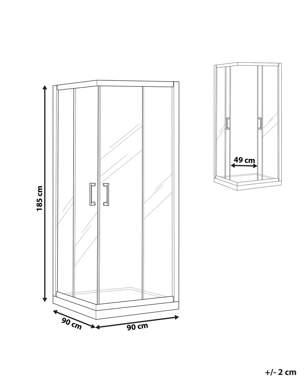 Shower Enclosure TELA 900 x 900 x 1850 mm Silver_944634