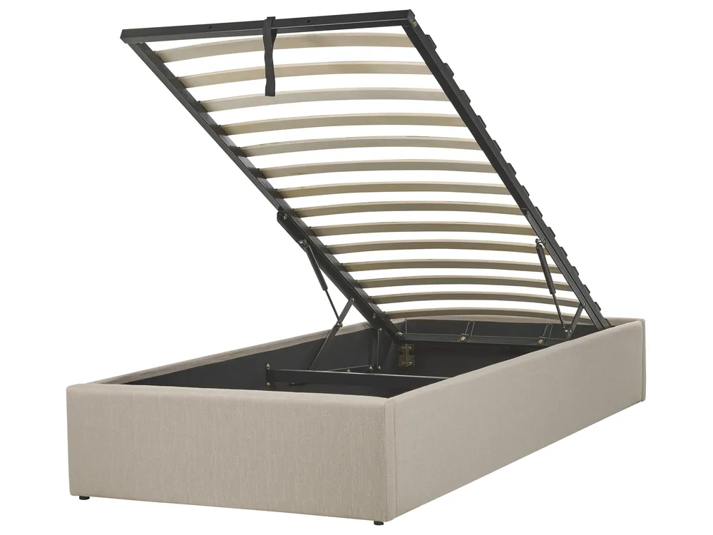 Ottoman Bed without Headboard DINAN Fabric Taupe 90 x 200 cm (EU Single)