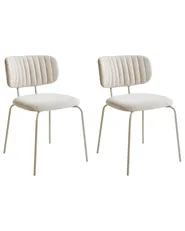 Set of 2 Dining Chairs IRINS Chenille Light Beige_968362