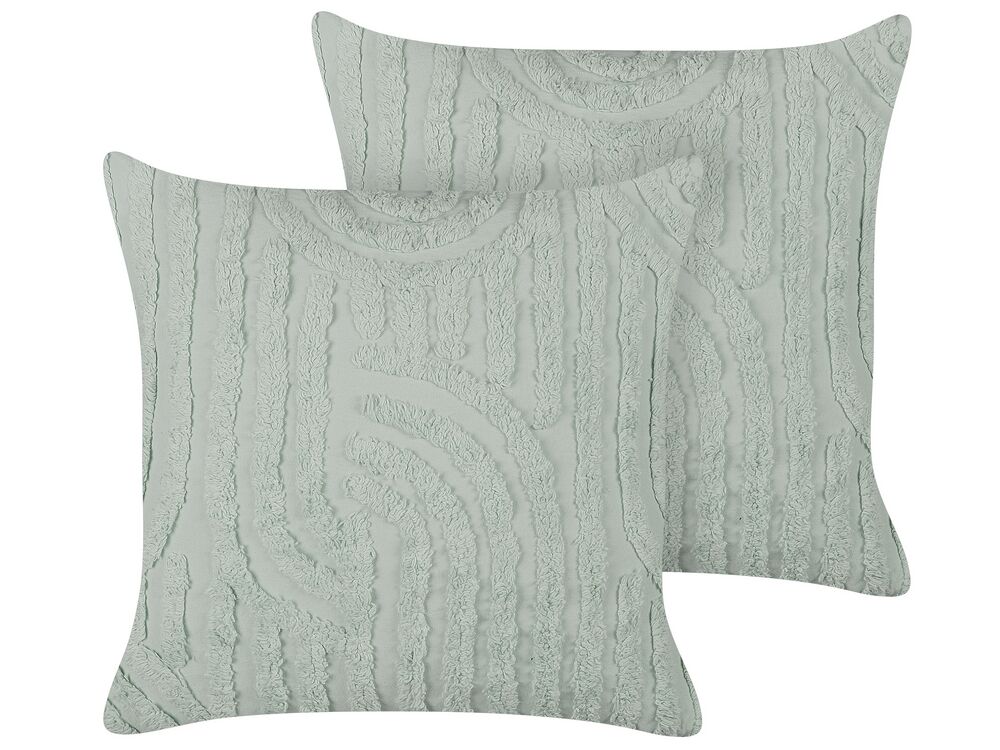 Koristetyynysetti 2 kpl TELLIMA 45 x 45 cm Puuvilla Mintunvihreä Geometrinen kuvio