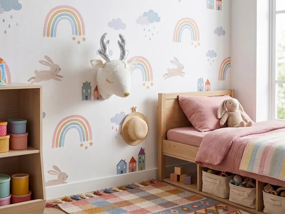 Kids Wall Decor Roe Deer SUZY Cotton 29 cm White