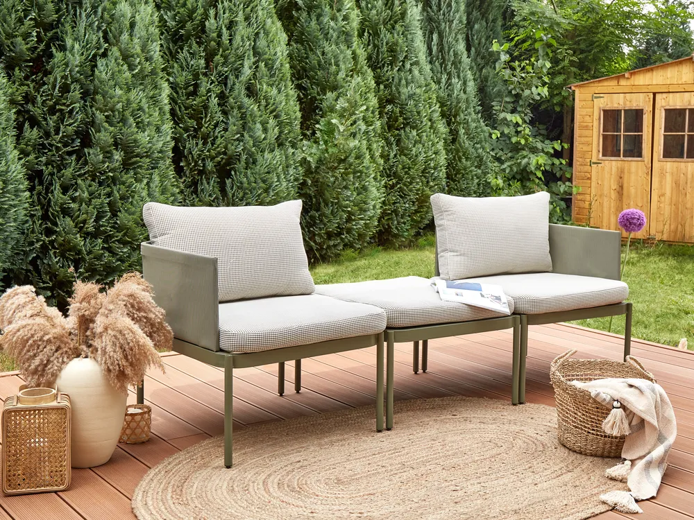 Garden Lounge Set with Table 2 Seater TERRACINA Metal Olive Green