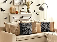 Throw Cushion LYCORIS 45 x 45 cm Velvet Black Abstract Pattern_1183003