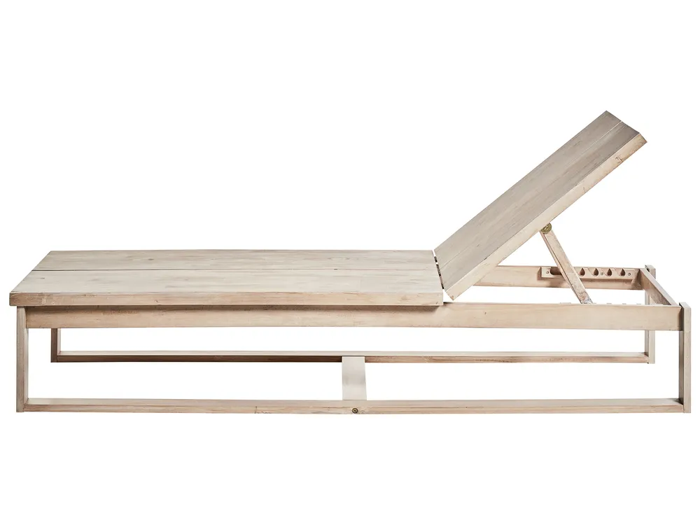 Set of 2 Sun Loungers with Cushions AZZANELLO Acacia Wood Off-White_956870