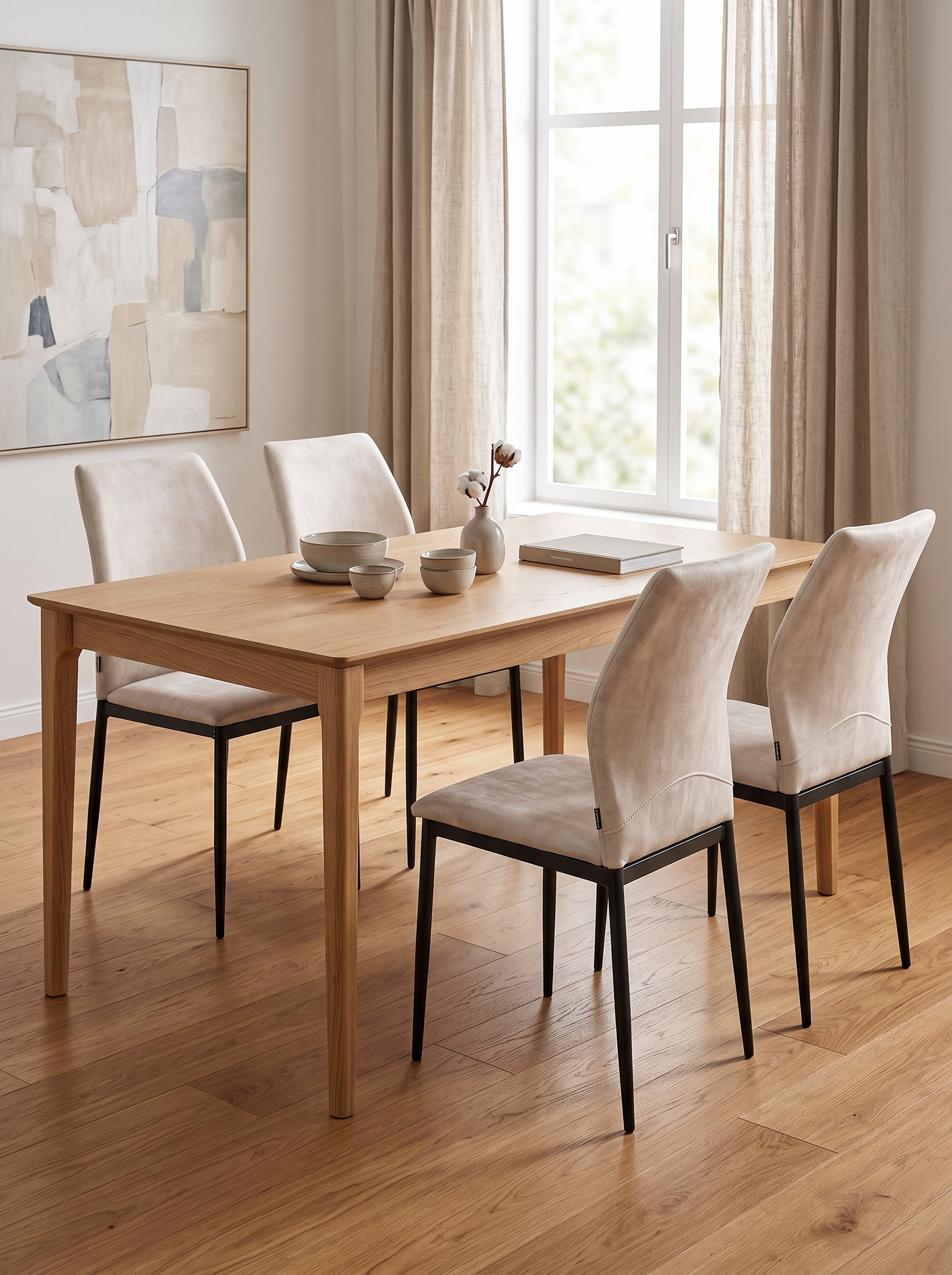 Set med 4 matstolar ROCHEPORT Ljusbeige