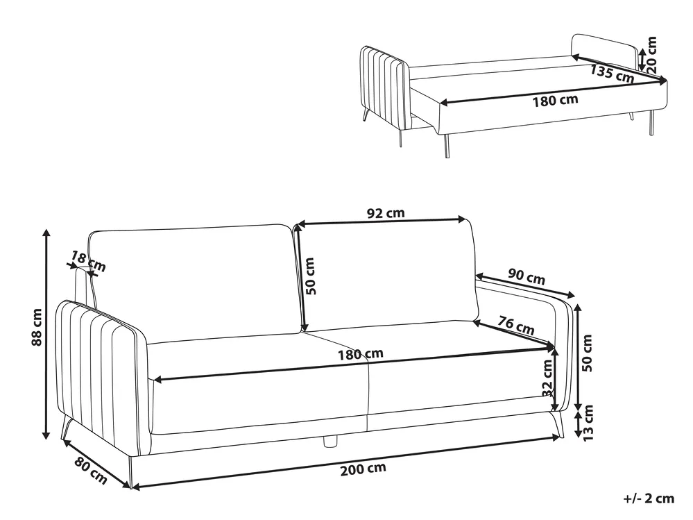 Sofa Bed 3 Seater HEMING Boucle Off-White_953534