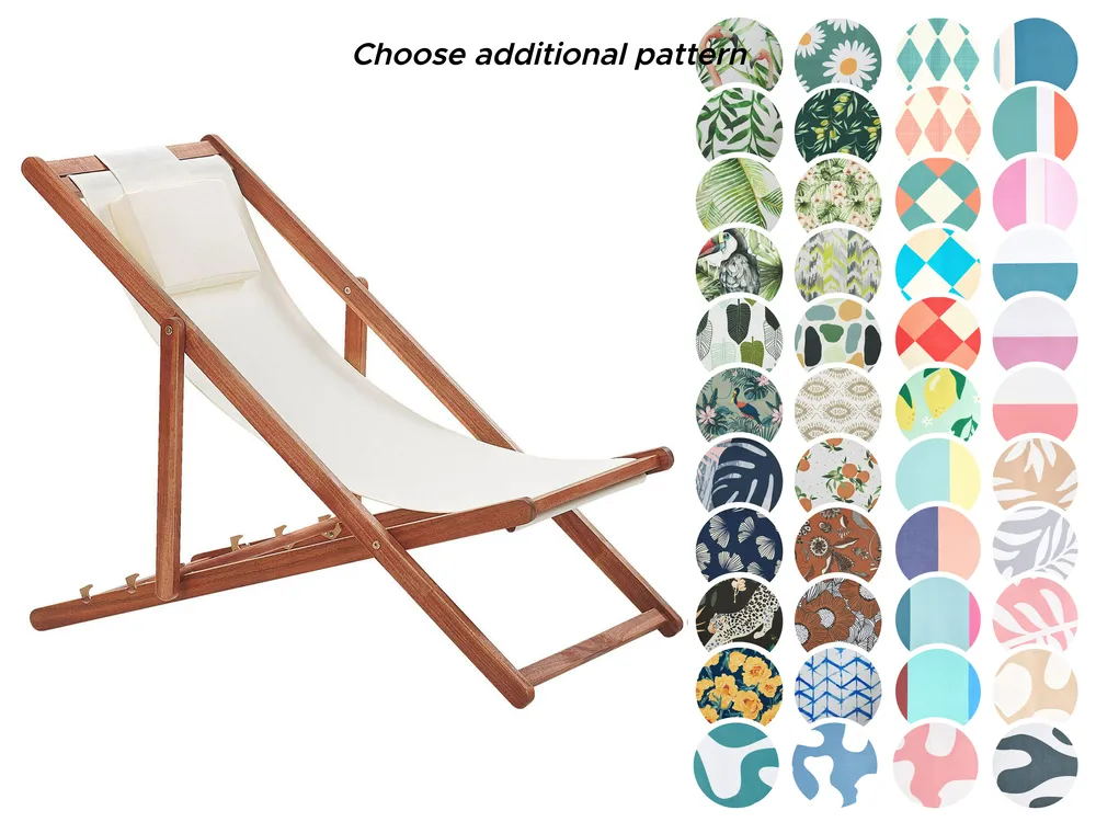 Folding Deck Chair AVELLINO with Replacement Fabrics Acacia Wood Dark Brown_860133
