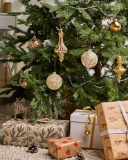 Set med 70 julgranskulor FLICKER Glas Guld_1028348