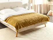 Bedspread SITAPUR Faux Fur 200 x 220 cm Mustard_917678