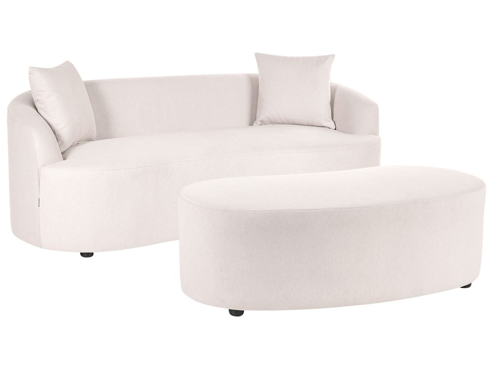 Sofa AMAL with Ottoman Fabric Light Beige