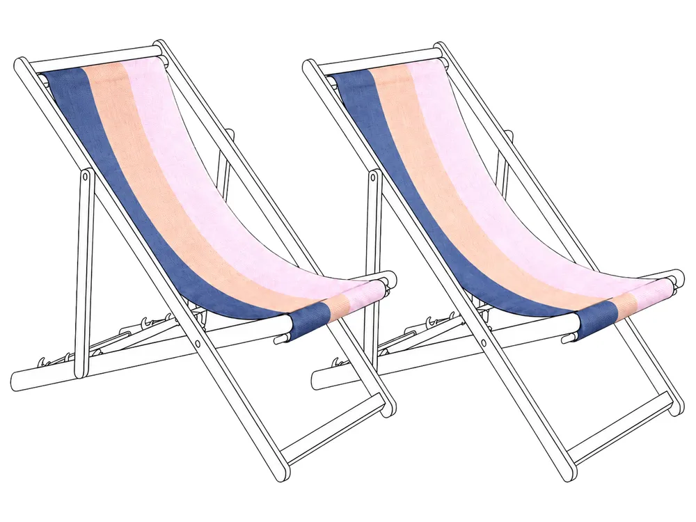 Set of 2 Sun Lounger Replacement Fabrics ANZIO/AVELLINO 113 x 44 cm Multicolour