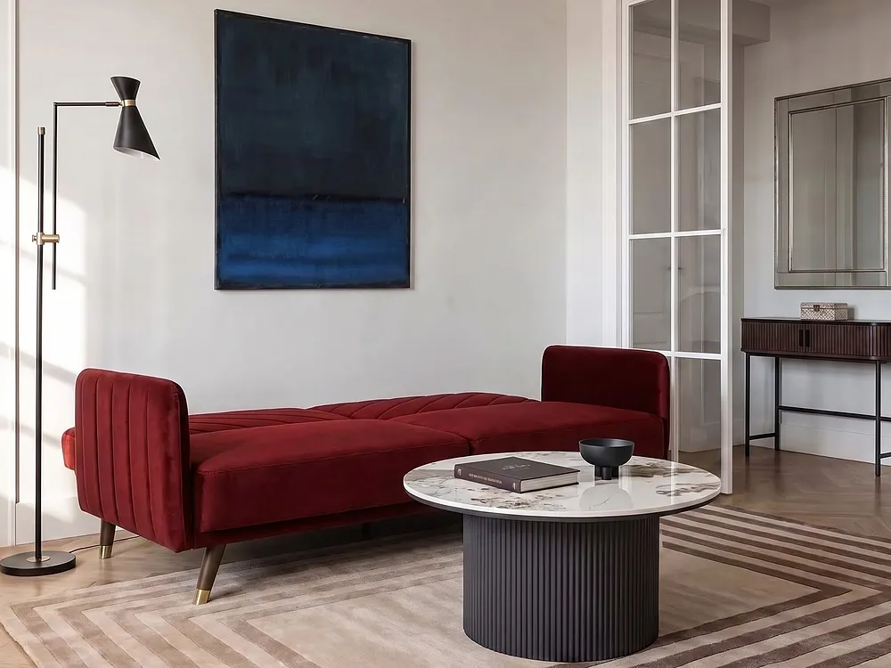 Bäddsoffa 3-sits SENJA Sammet Mörkröd_1154854