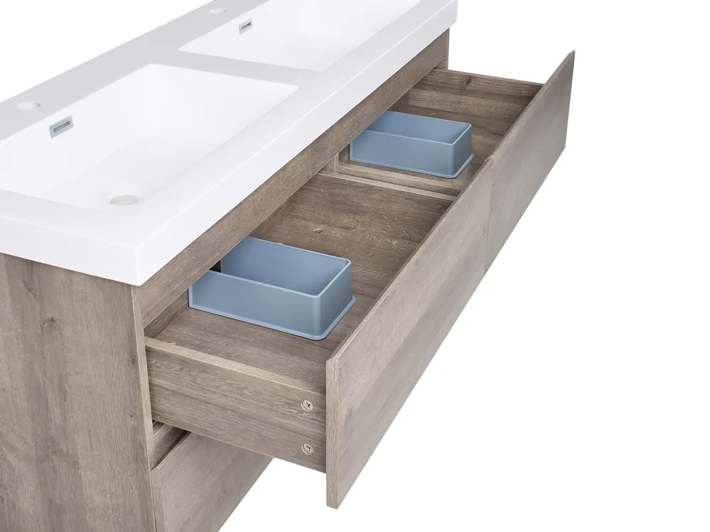 Wall Mounted Double Basin Vanity Unit VIEDMA Taupe_1004992