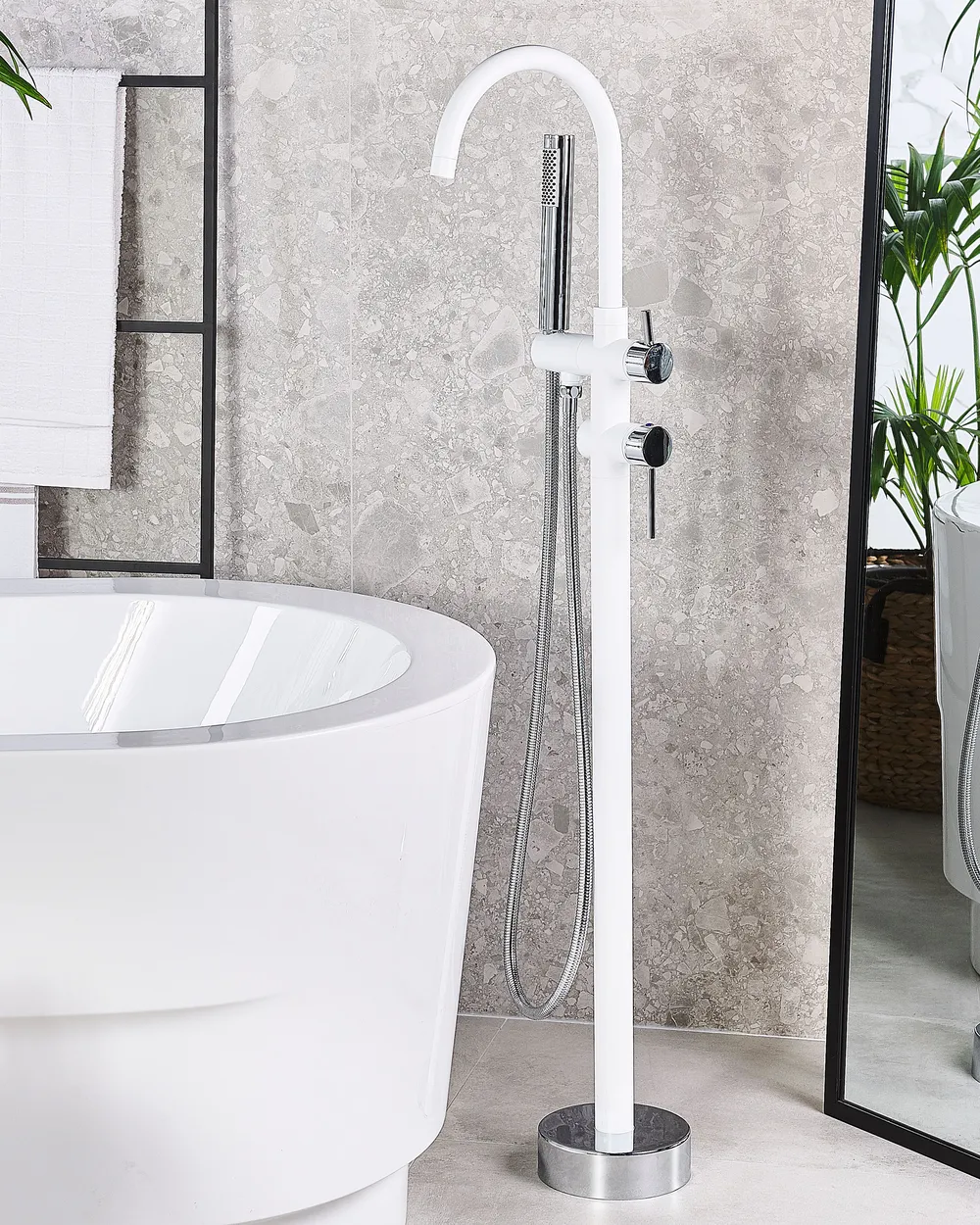 Freestanding Bathtub Faucet TUGELA White/ Silver