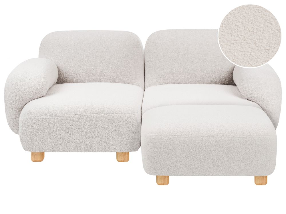 Modulsofa 2-seters AMLI med fotskammel Bouclé Off white