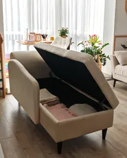 Right-Hand Chaise Longue LUIRO with Storage Velvet Beige_1068788