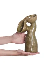 Flower Vase CALAMUS 28 cm Stoneware Green_935209
