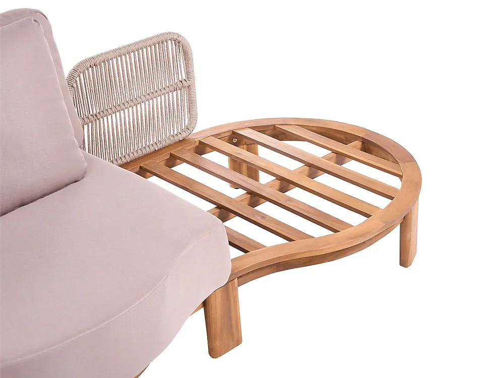Hagesofa med bord 5-seters ARZELLO Akasietre Lysebrun_1160365
