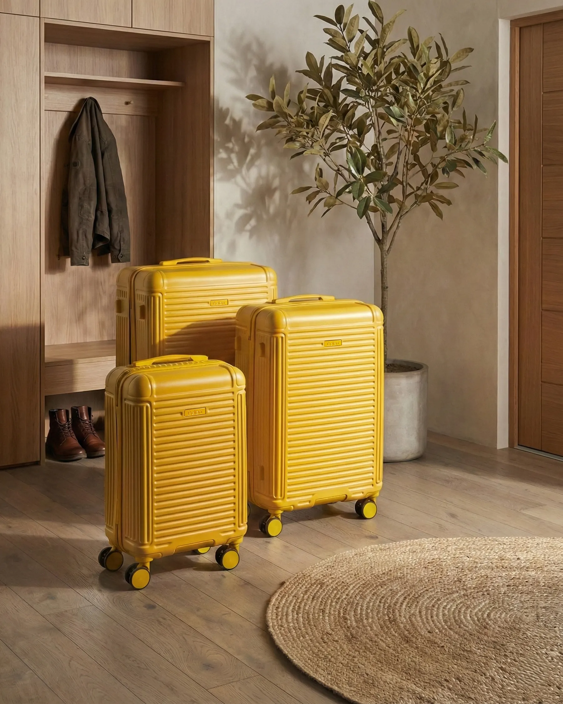 Set of 3 Hard Shell Suitcases MYNTIS Yellow_1055603