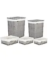 Set of 5 Baskets ELLA Willow Wood Grey 50/86 L