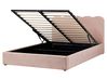 Ottoman Bed NANTERRE Fabric Pastel Pink 160 x 200 cm (EU King Size)