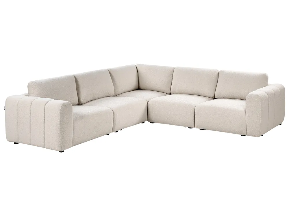 Modular Corner Sofa 5 Seater KIVVIK Boucle Off-White Right Hand_1045646