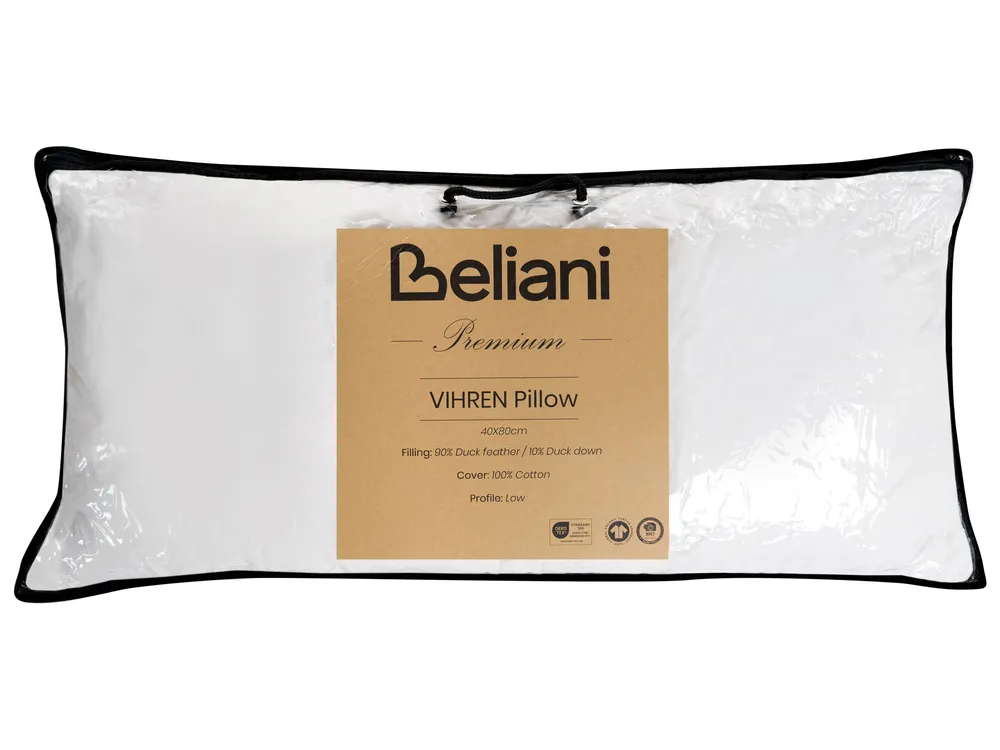 Bed Pillow VIHREN Low 40 x 80 cm Duck Feathers and Down White_1020276