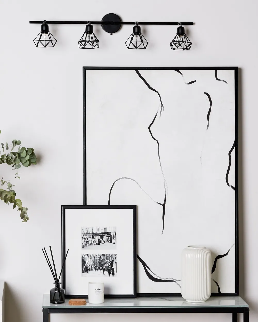 Spotlight med 4 lampor ERMA Justerbar Metall Svart_856285