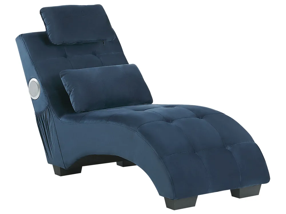 Chaise Longue SIMORRE with Built-In Bluetooth Speaker Velvet Dark Blue
