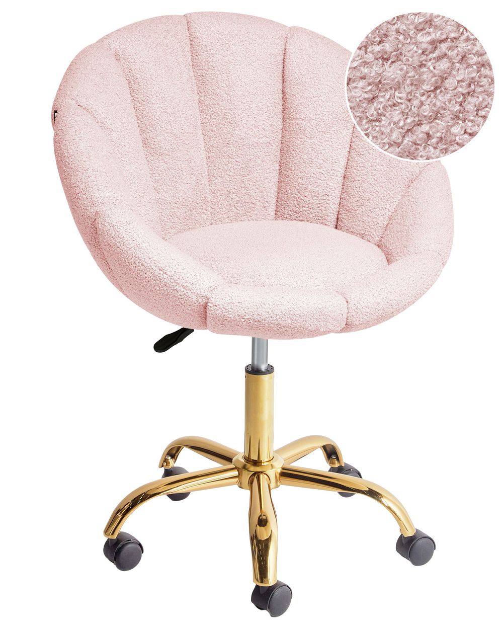 Kontorstol ANNABELLE Bouclé Pastellrosa