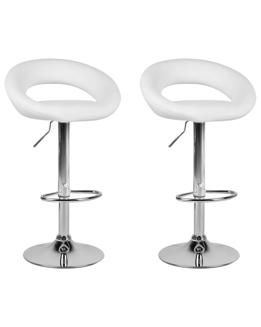 Set of 2 Bar Chairs PEORIA Swivel Faux Leather White