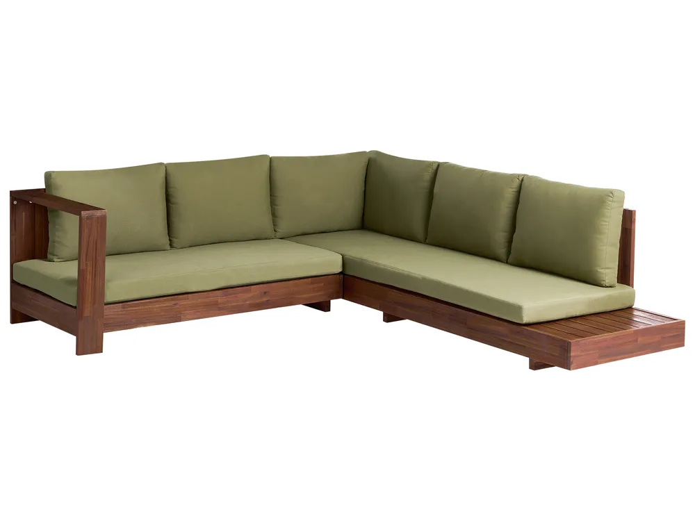 Garden Corner Sofa 5 Seater MARETTIMO Certified Acacia Wood Green Right Hand