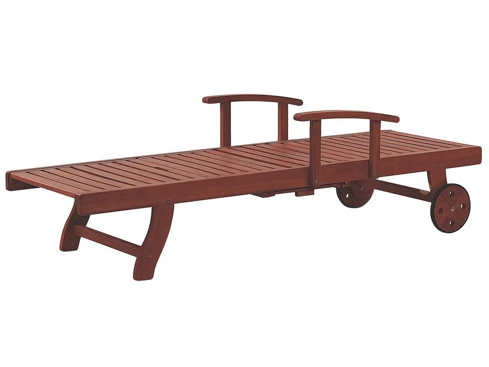Sun Lounger with Cushion TOSCANA PREMIUM Reclining Acacia Wood Blue_1070425