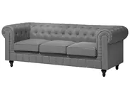 Sofa 3 Seater CHESTERFIELD Fabric Light Grey_719589
