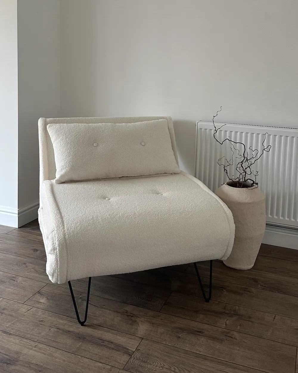 Single Sofa Bed VESTFOLD Boucle Off-White_942839