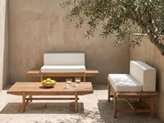 Garden Lounge Set with Table 2 Seater GIAVENO Acacia Wood Off-White_958670