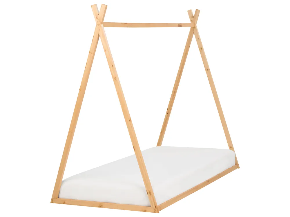 Kids Bed Teepee Pine Wood SAURAT 90 x 200 cm (EU Single) Light Brown