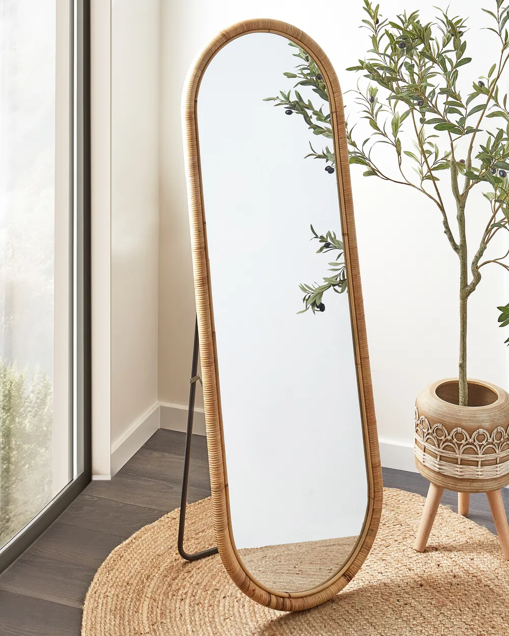 Standing Mirror MONTOT 150 cm Rattan Natural