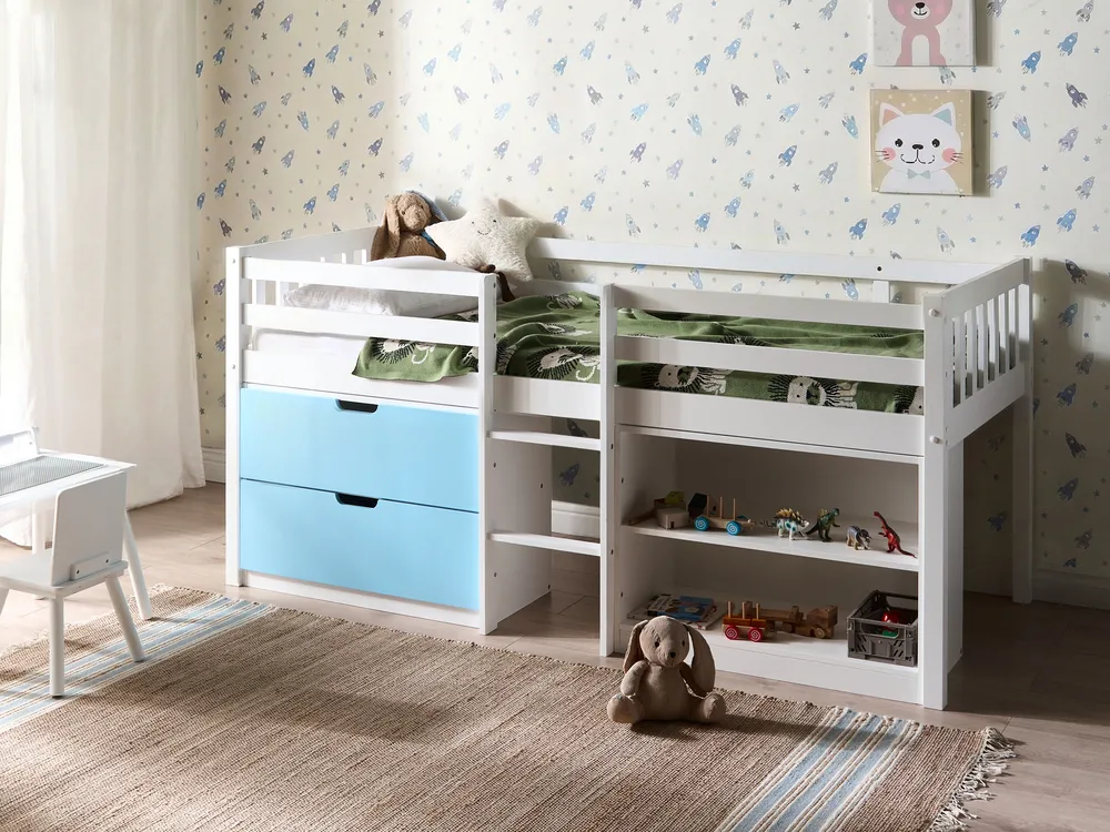 Mid Sleeper Bed Wood SUSVILLE 90 x 200 cm (EU Single) Blue