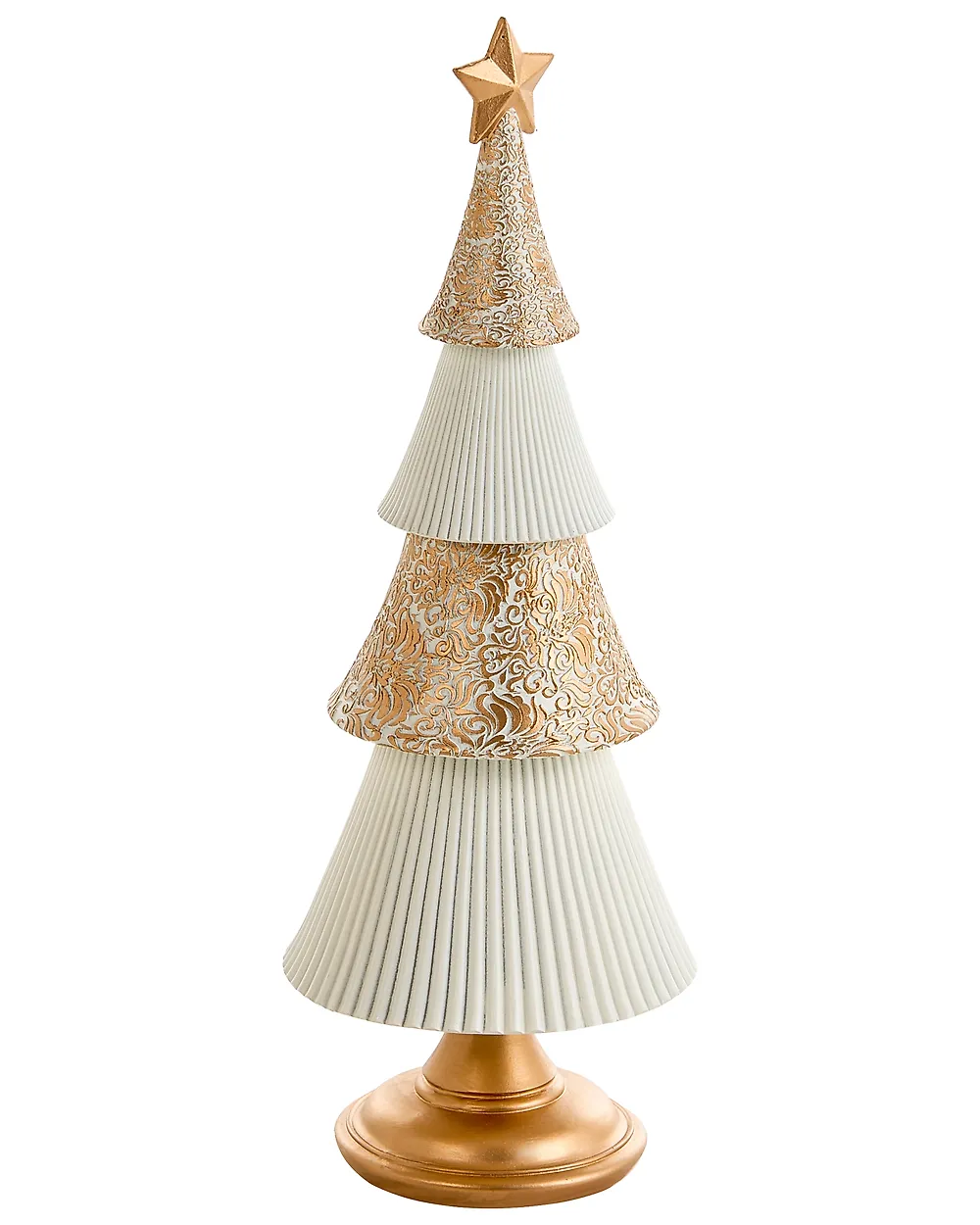 Set of 2 Christmas Decorations ASPO 32/41 cm Christmas Tree Off-White/ Gold_1175715