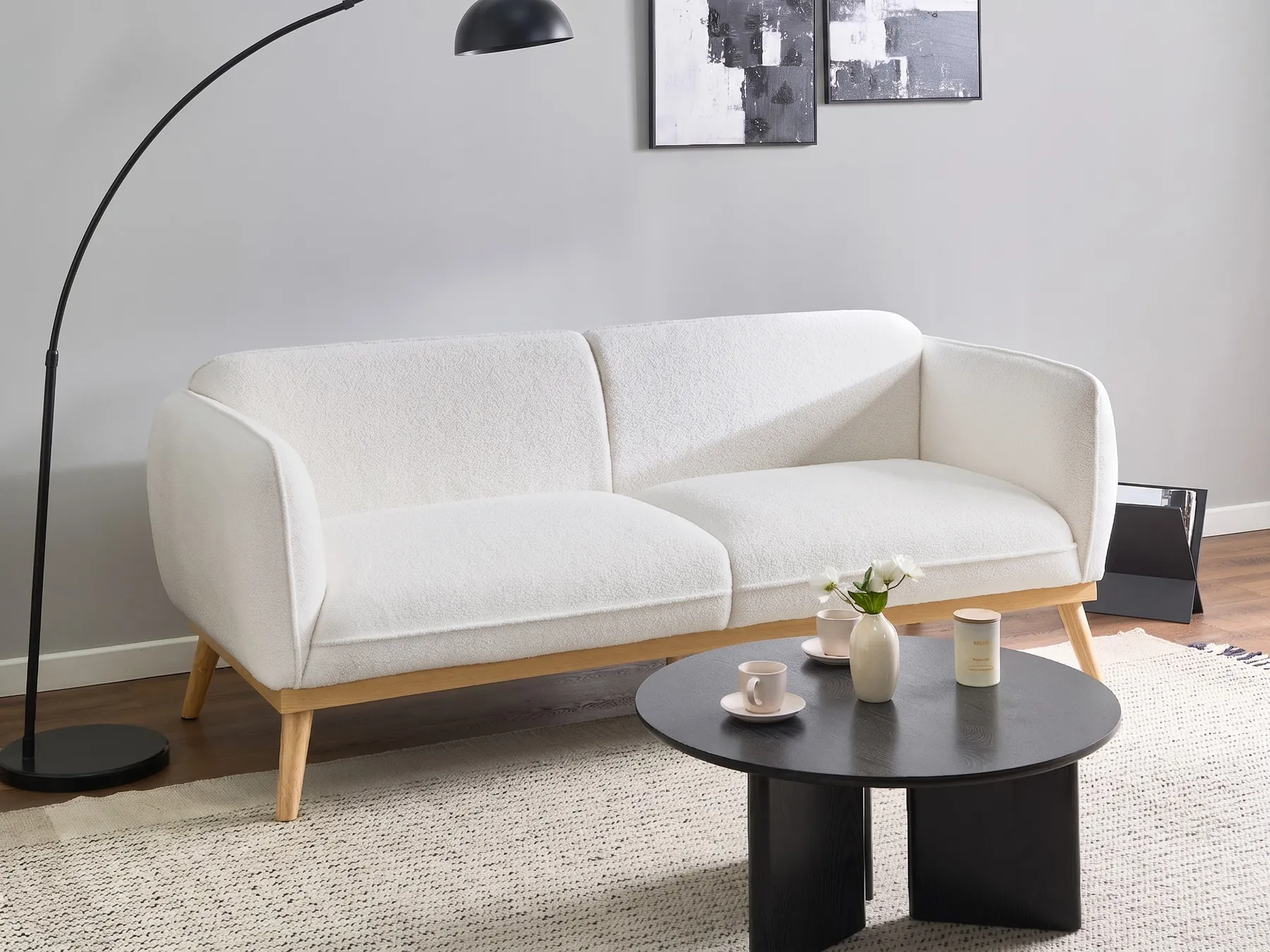 Sofa 3 Seater LJUNG Boucle White_1076623