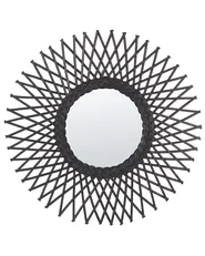 Wall Mirror TAGOLU 60 cm 60 cm Rattan Black_822183