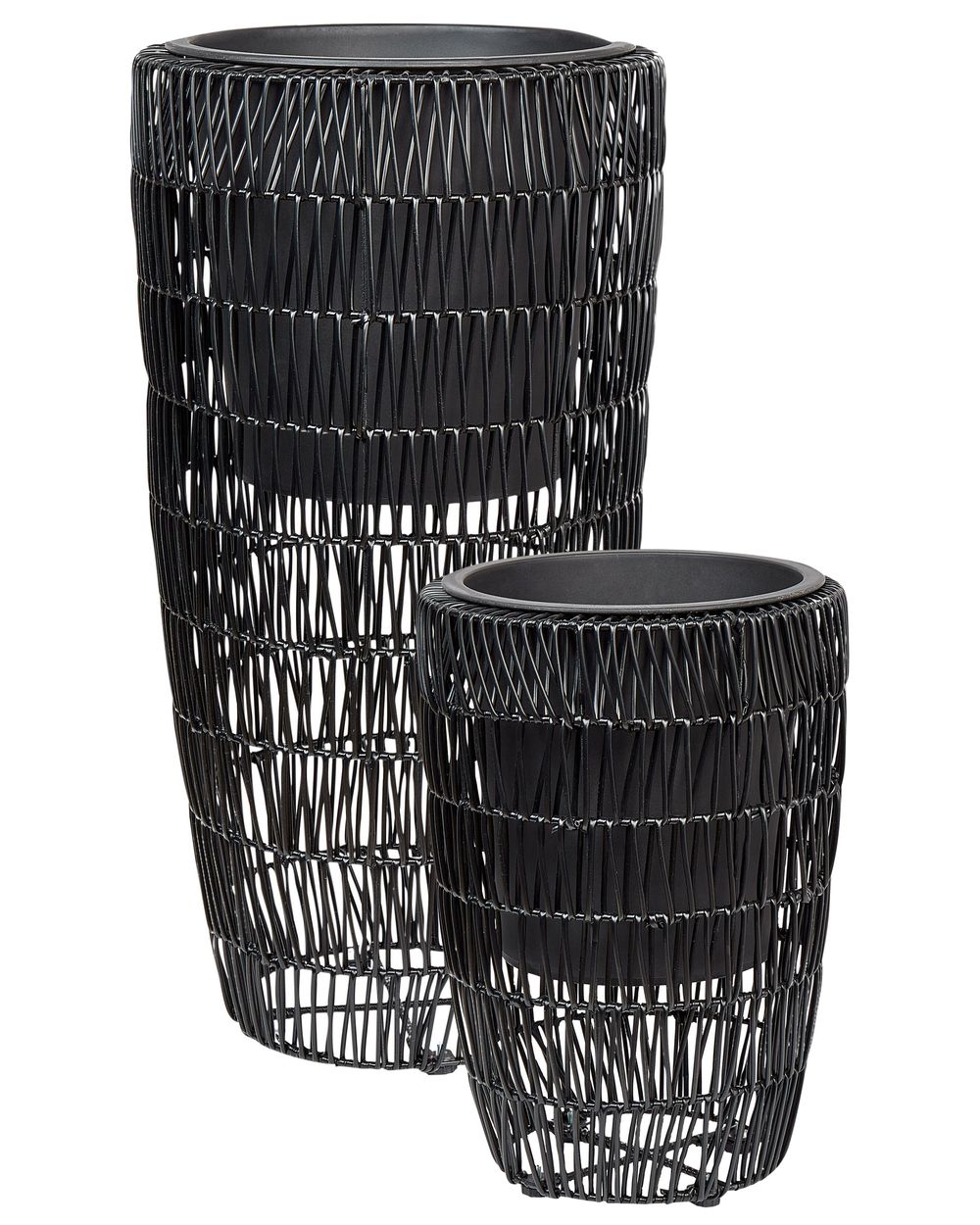 Set med 2 växtkrukor CHELONE 26/34 cm Konstrotting Svart